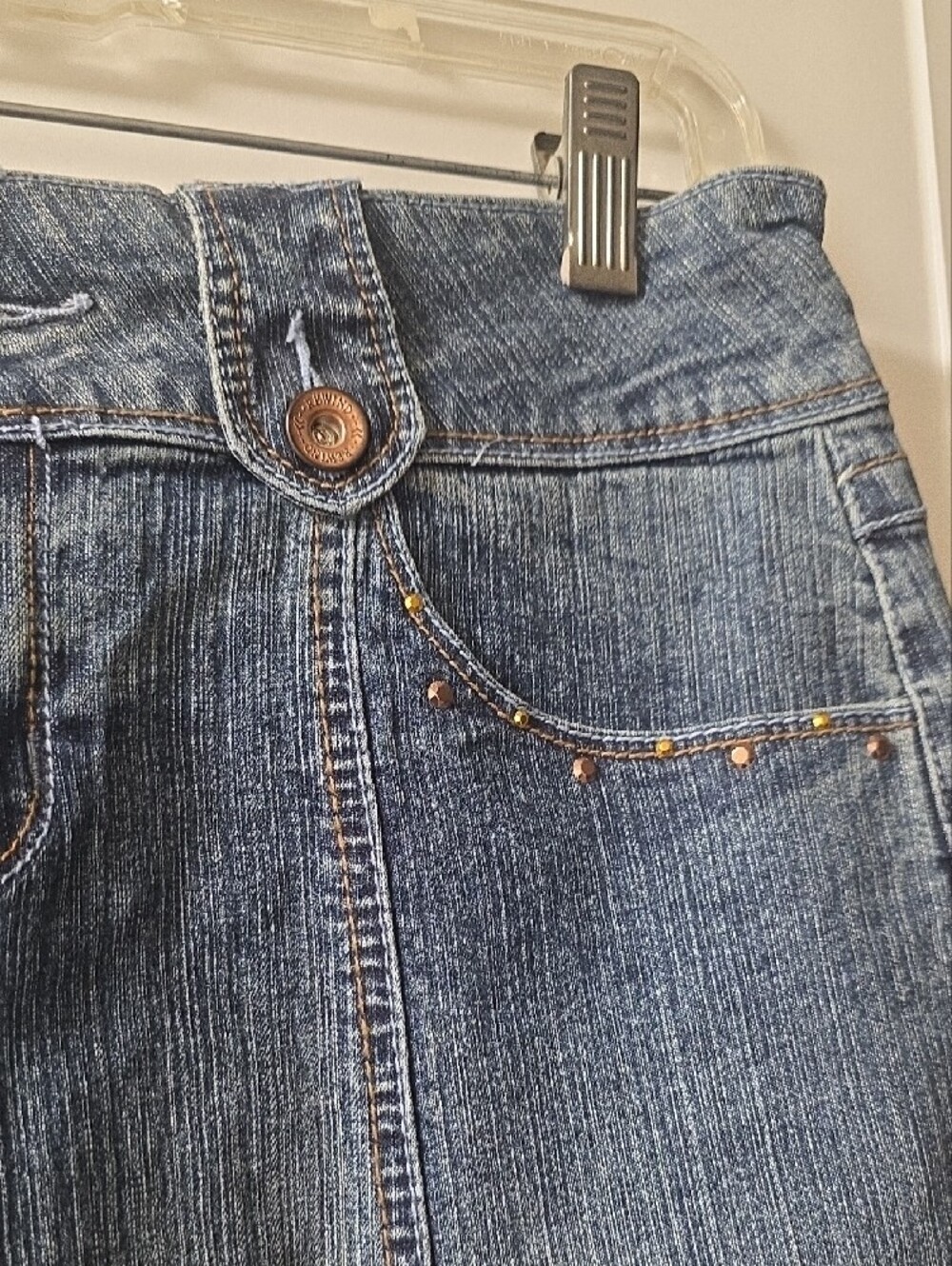 Rewind Blue Denim Flare Skirt with Stud Detail Size 5 - Picture 3 of 11